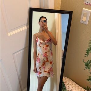 Floral Slip Dress with Pink and Orange Flowers